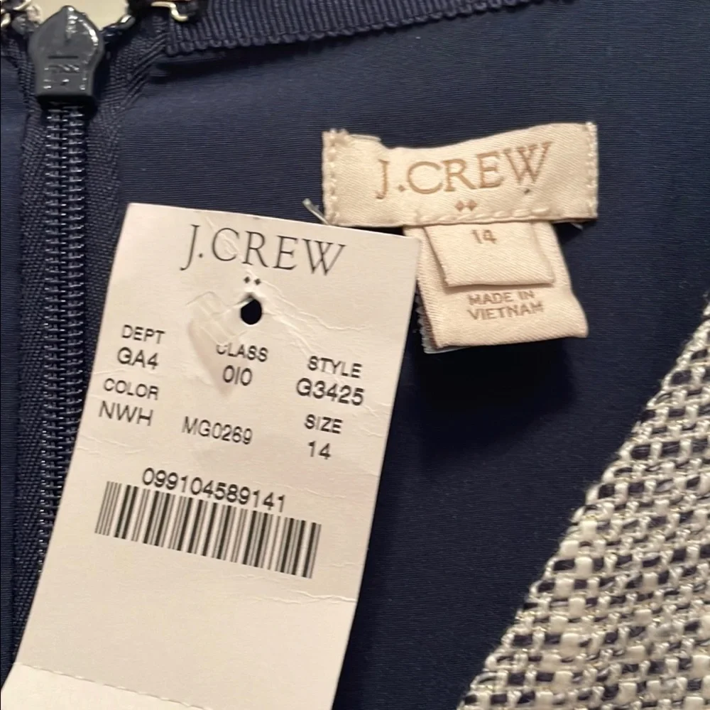 J. Crew Blue‎ and Gray Sheath Dress V-Neck Midi